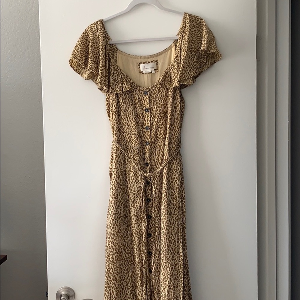 Anthropologie Leopard Print Maxi Dress